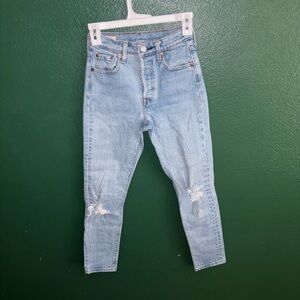 Levis 501s vintage light wash skinny jeans denim high waisted straight 90s pants